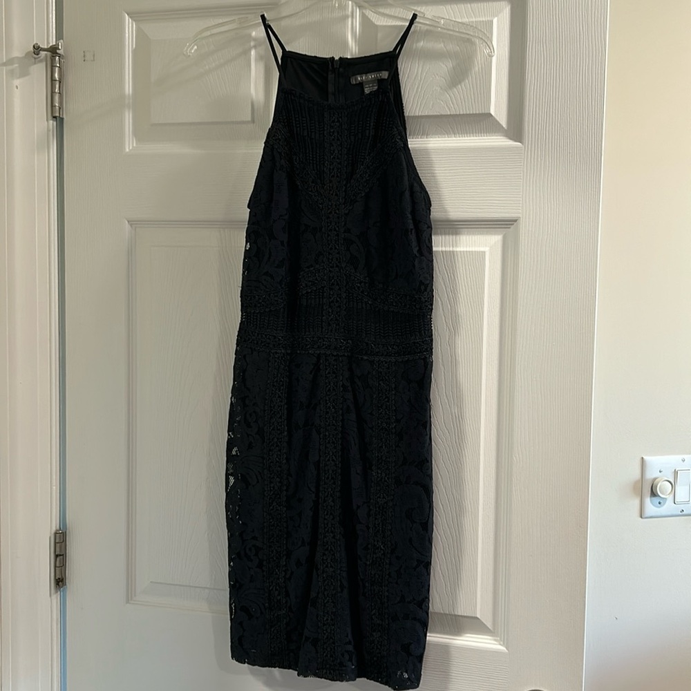 Mini black dress with strap top